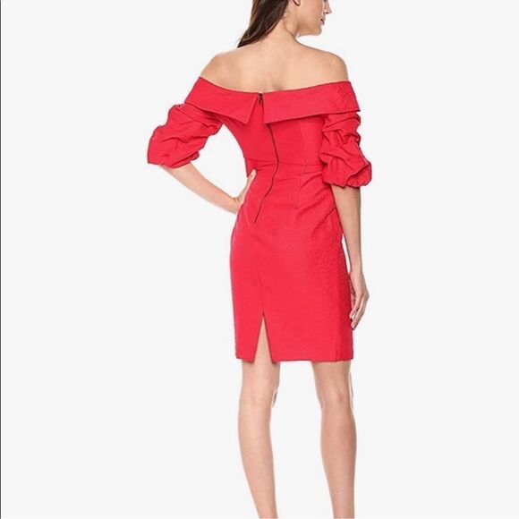 Bardot Devlin Twist Mini Dress in Lipstick Red Size 10 / L Off The Shoulder - Picture 2 of 11